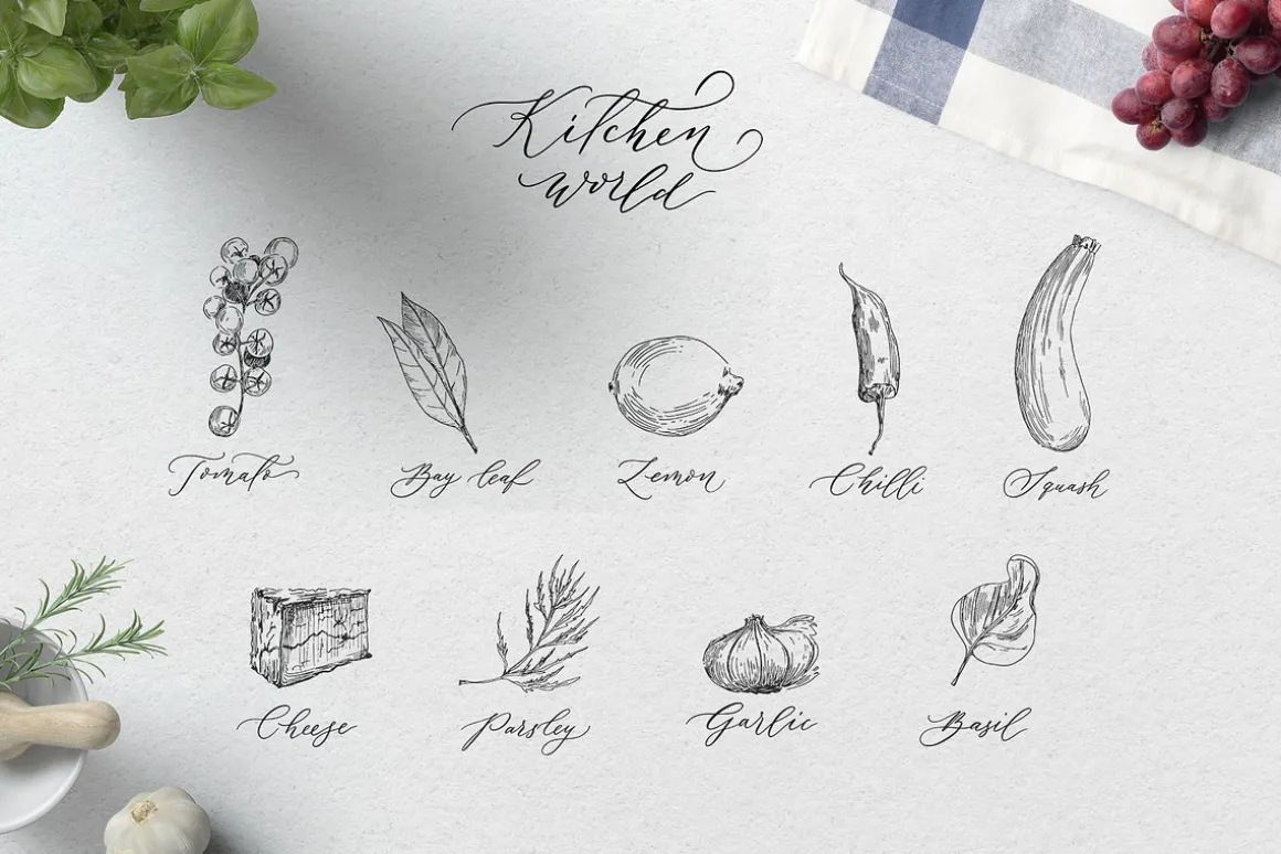 Vintage kitchen tools. Recipe book