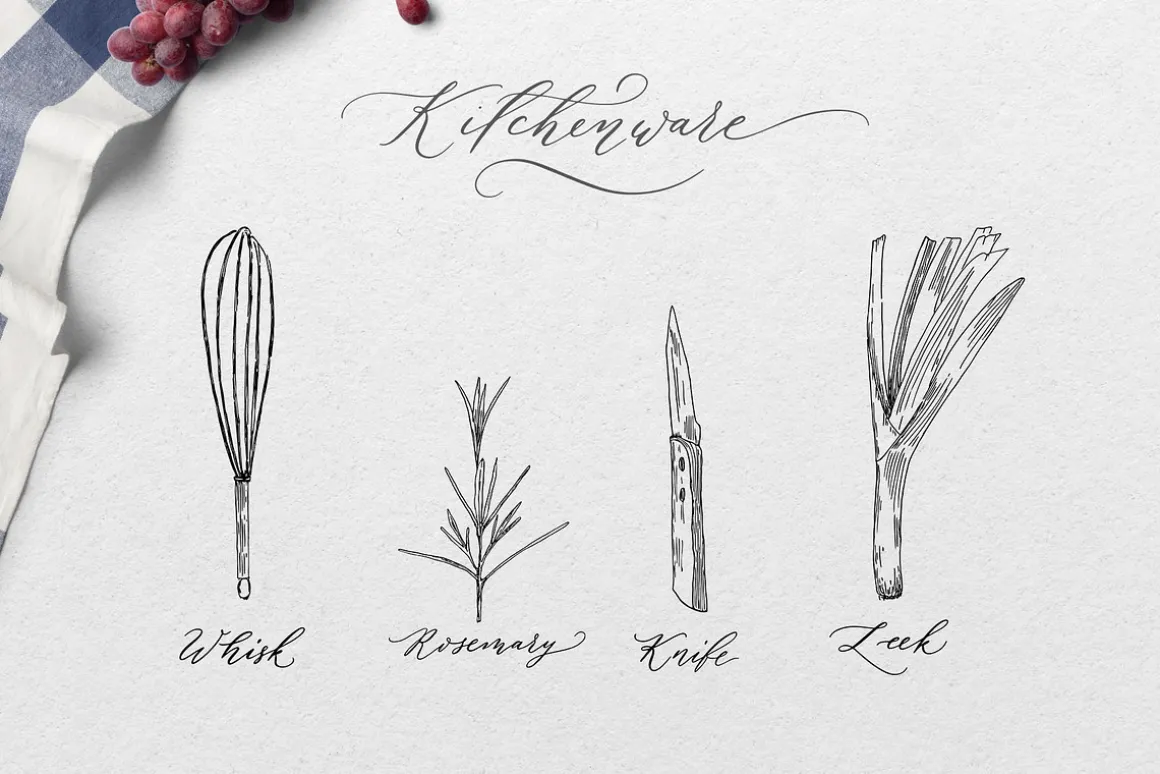 Vintage kitchen tools. Recipe book
