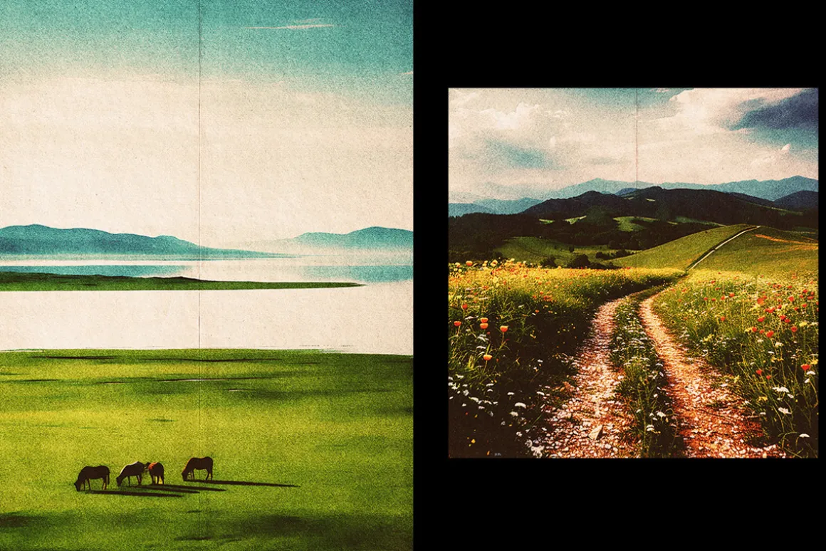 Vintage Landscape Square And Poster