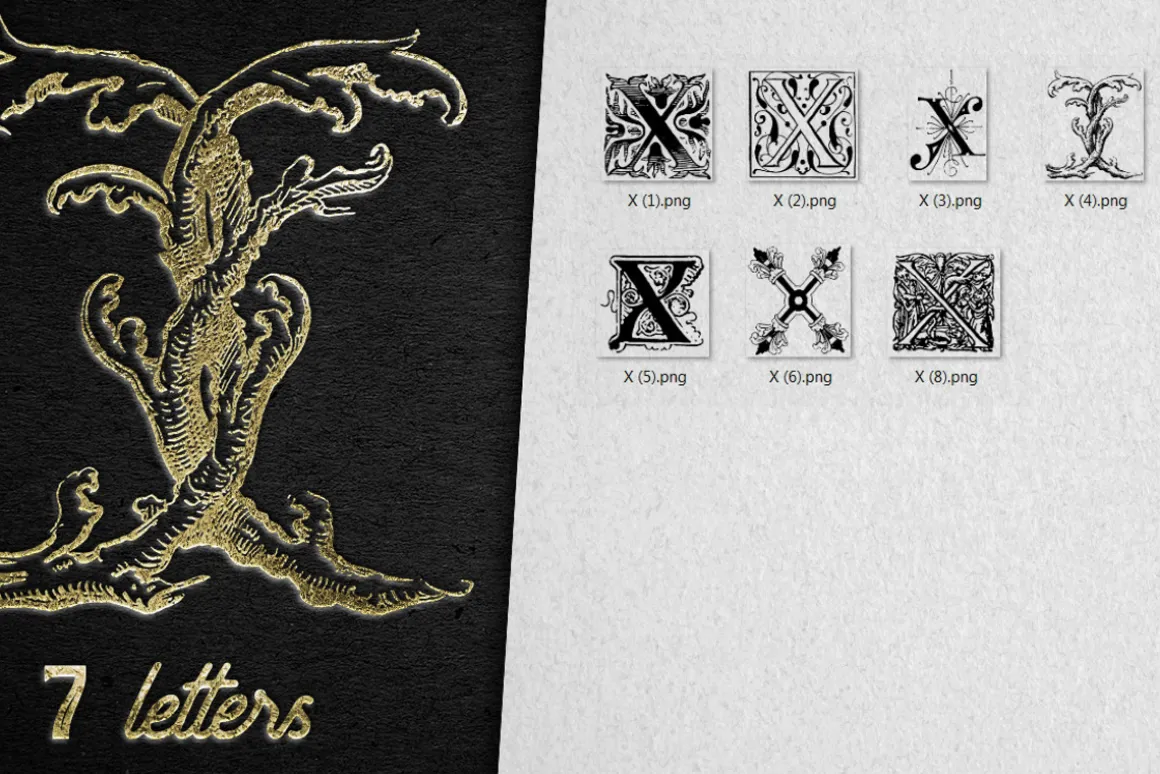 Vintage Letter X Vector And PNG