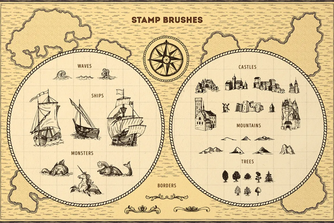 Vintage Map: Procreate Brushes