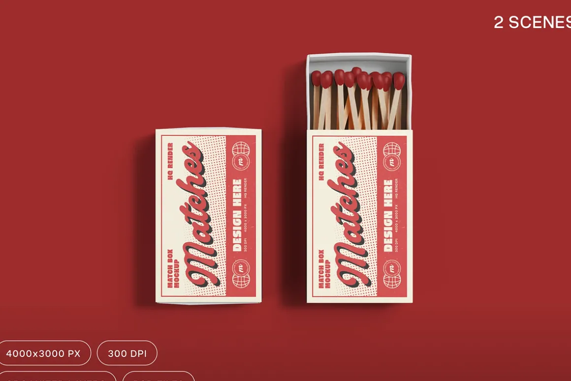 Vintage Matchbox Packaging Mockup