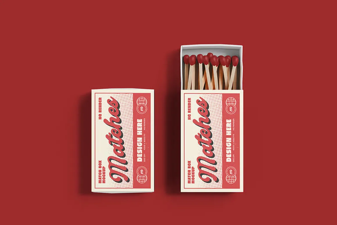 Vintage Matchbox Packaging Mockup