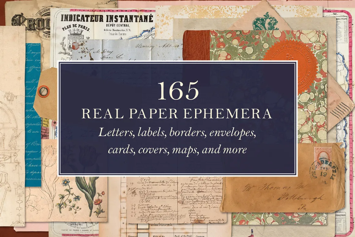 165 Vintage Paper Ephemera Vol. 1