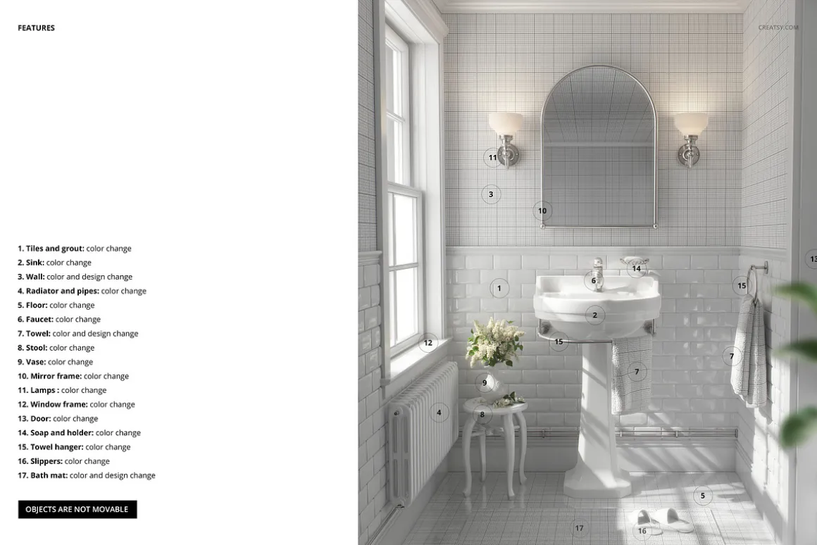Vintage Retro Bathroom Mockup