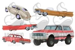 Vintage retro cars watercolor clipar