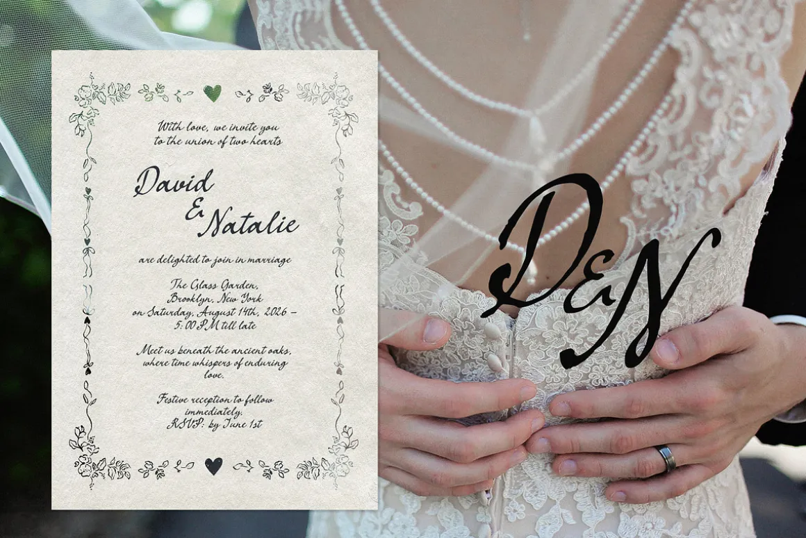 Vintage Retro script font Quill Pape