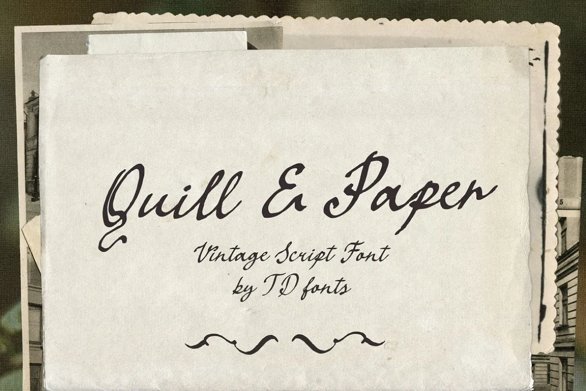 Vintage Retro script font Quill Pape