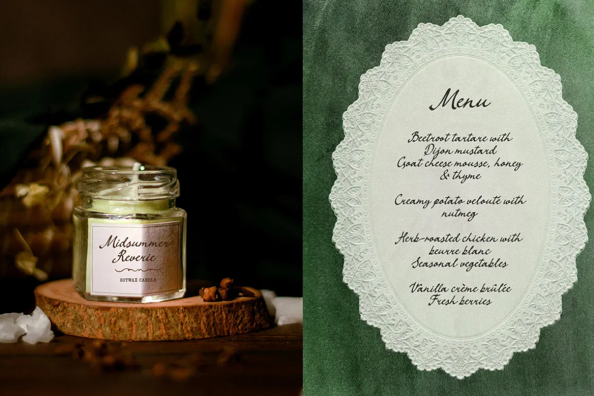 Vintage Retro script font Quill Pape