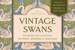 Vintage Swans Pattern & Border