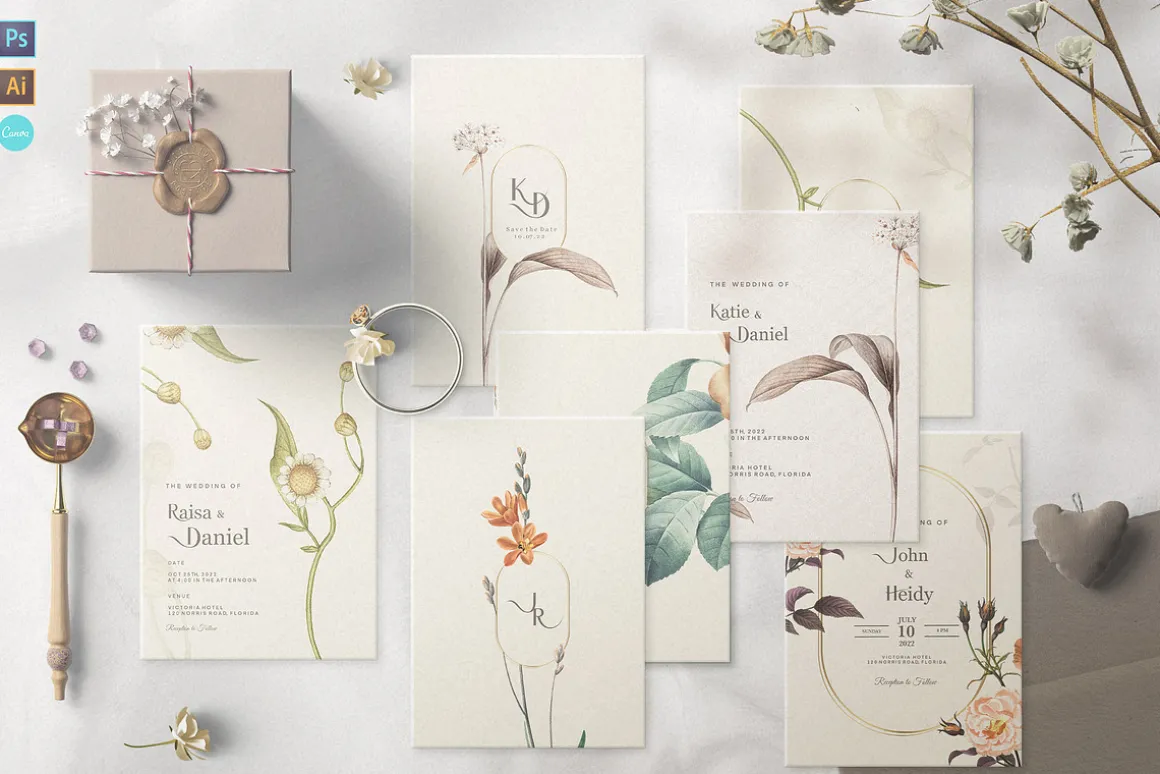 48 Vintage Wedding Cards Collection