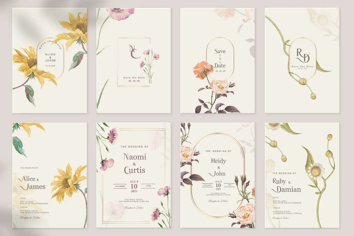 48 Vintage Wedding Cards Collection
