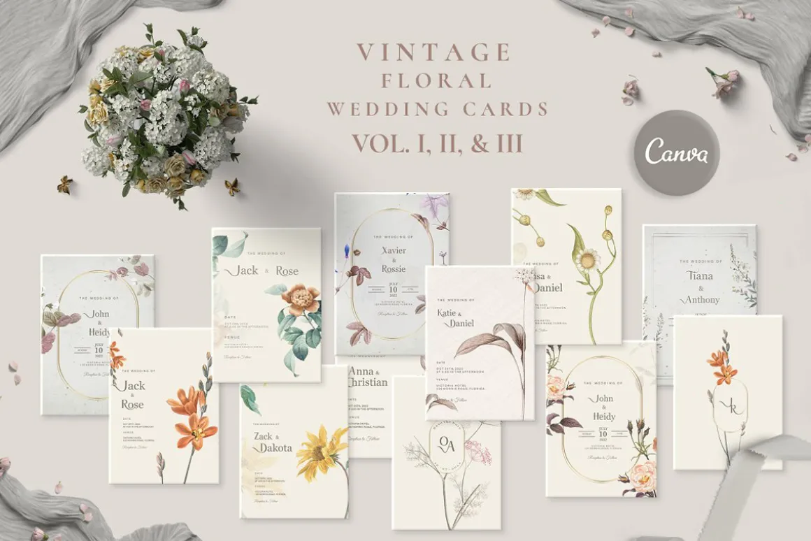 48 Vintage Wedding Cards Collection