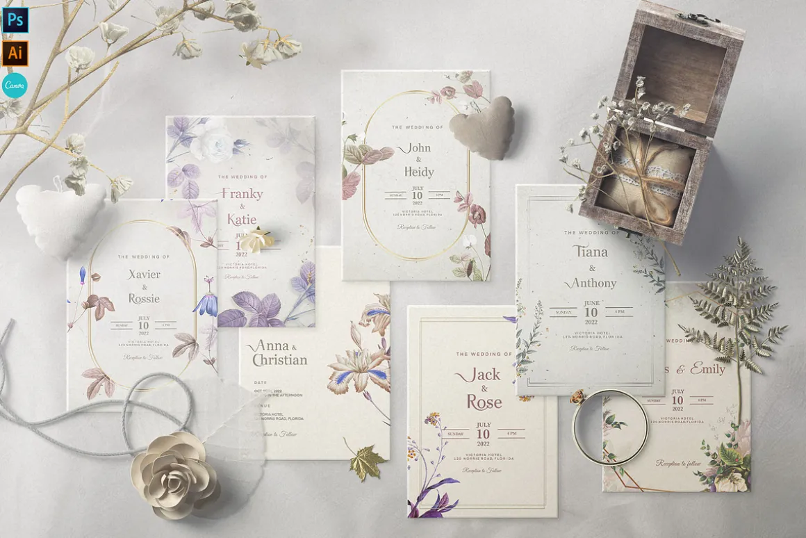 48 Vintage Wedding Cards Collection