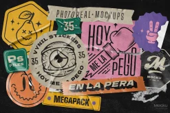 Vinyl stickers mockups