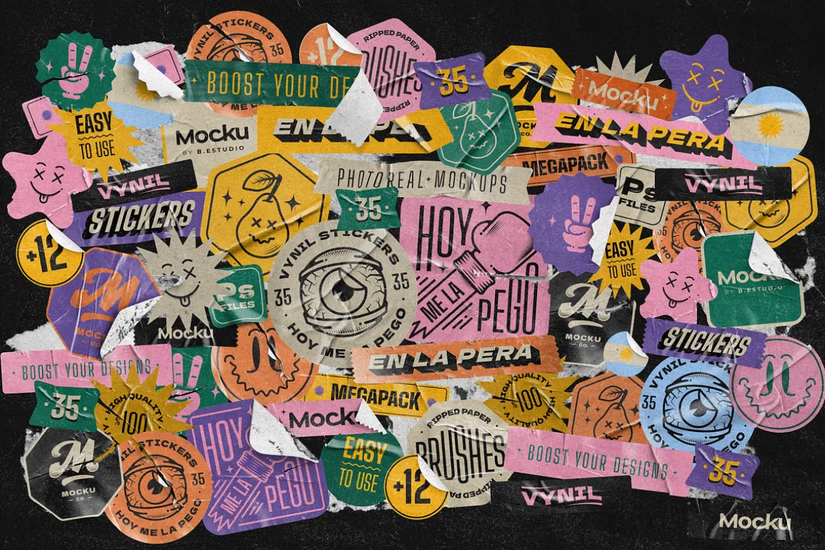 Vinyl stickers mockups