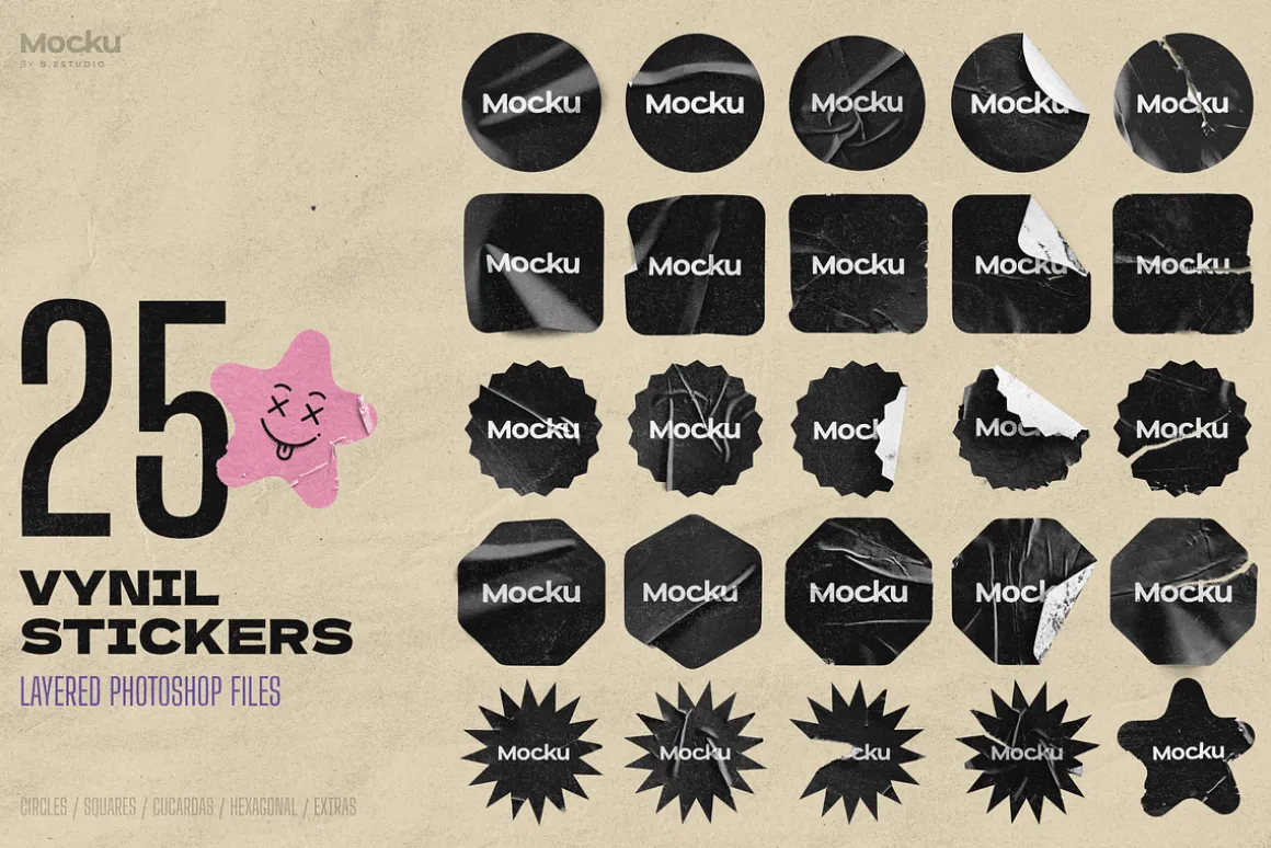 Vinyl stickers mockups