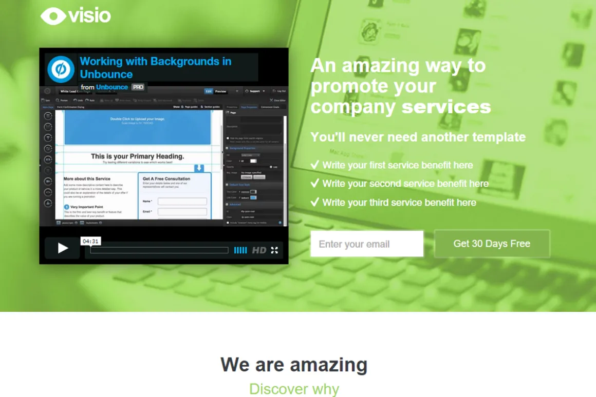 Visio Pagewiz Landing Page + PSD