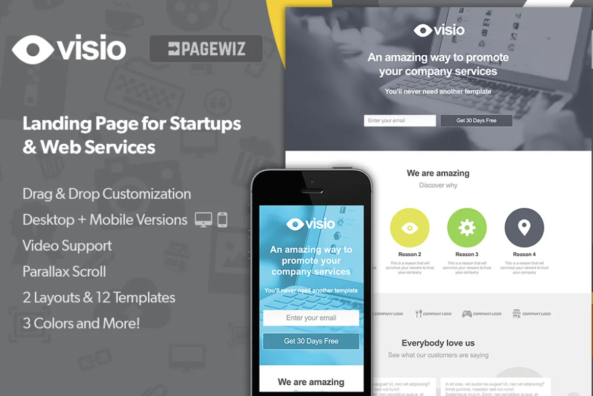 Visio Pagewiz Landing Page + PSD