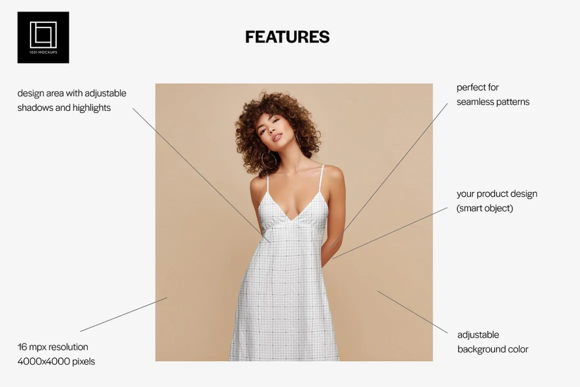 V-Neck Dress Mockup – Editable BG