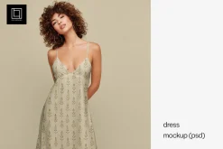 V-Neck Dress Mockup – Editable BG