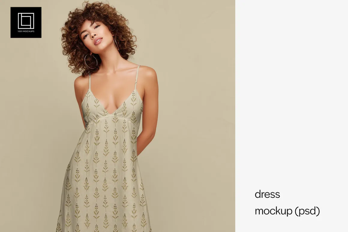 V-Neck Dress Mockup – Editable BG