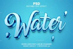 Water Blue 3d Psd Text Effect