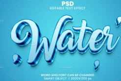 Water Blue 3d Psd Text Effect