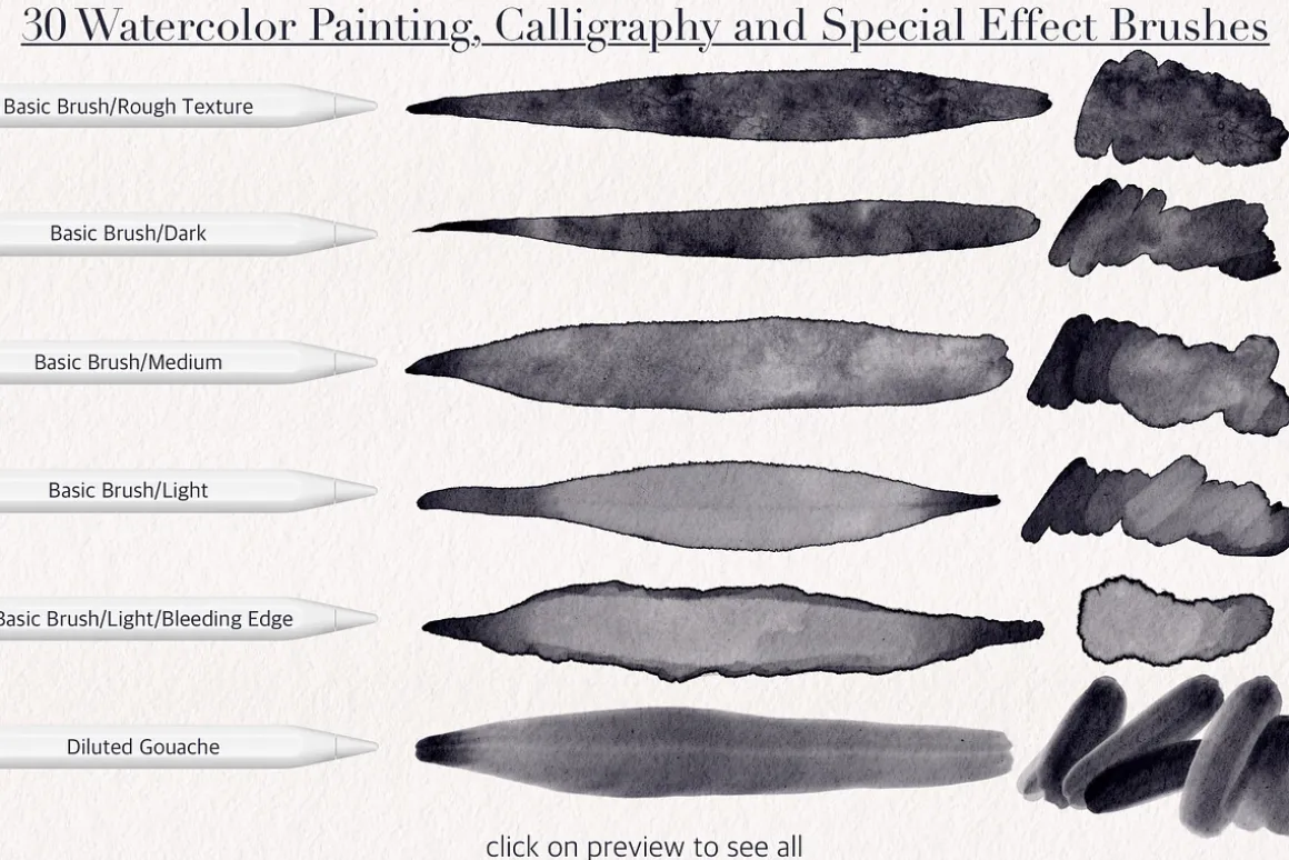 Watercolor & Metallic Brushes