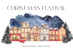 Watercolor Christmas Festival.