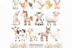 Watercolor Farm Clipart