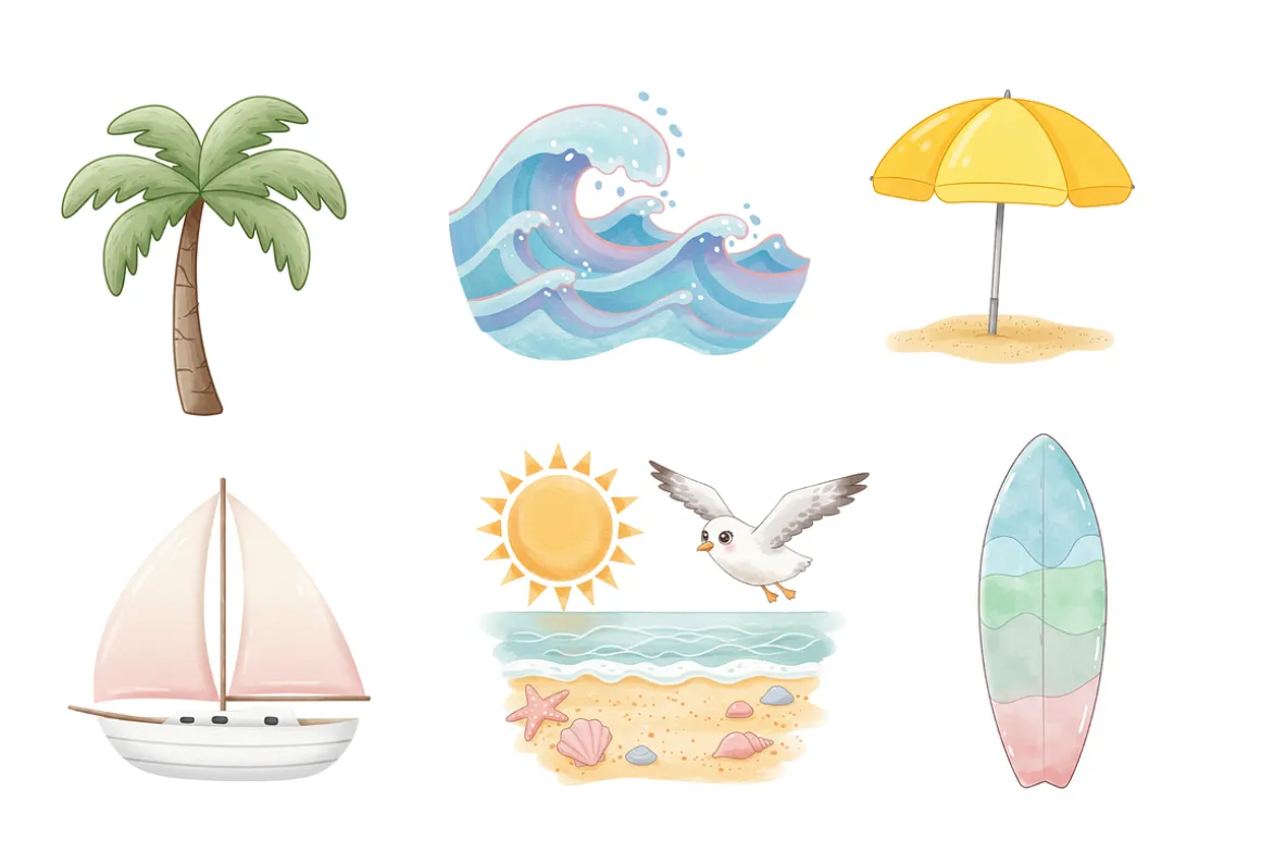 Watercolor Summer Clipart