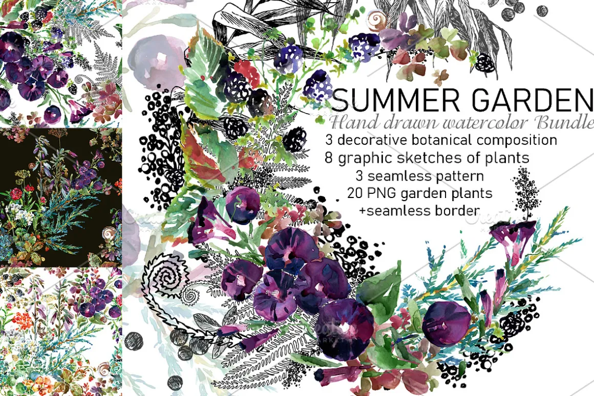 "watercolor Summer garden"