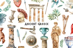 Watercolor Ancient items clipart
