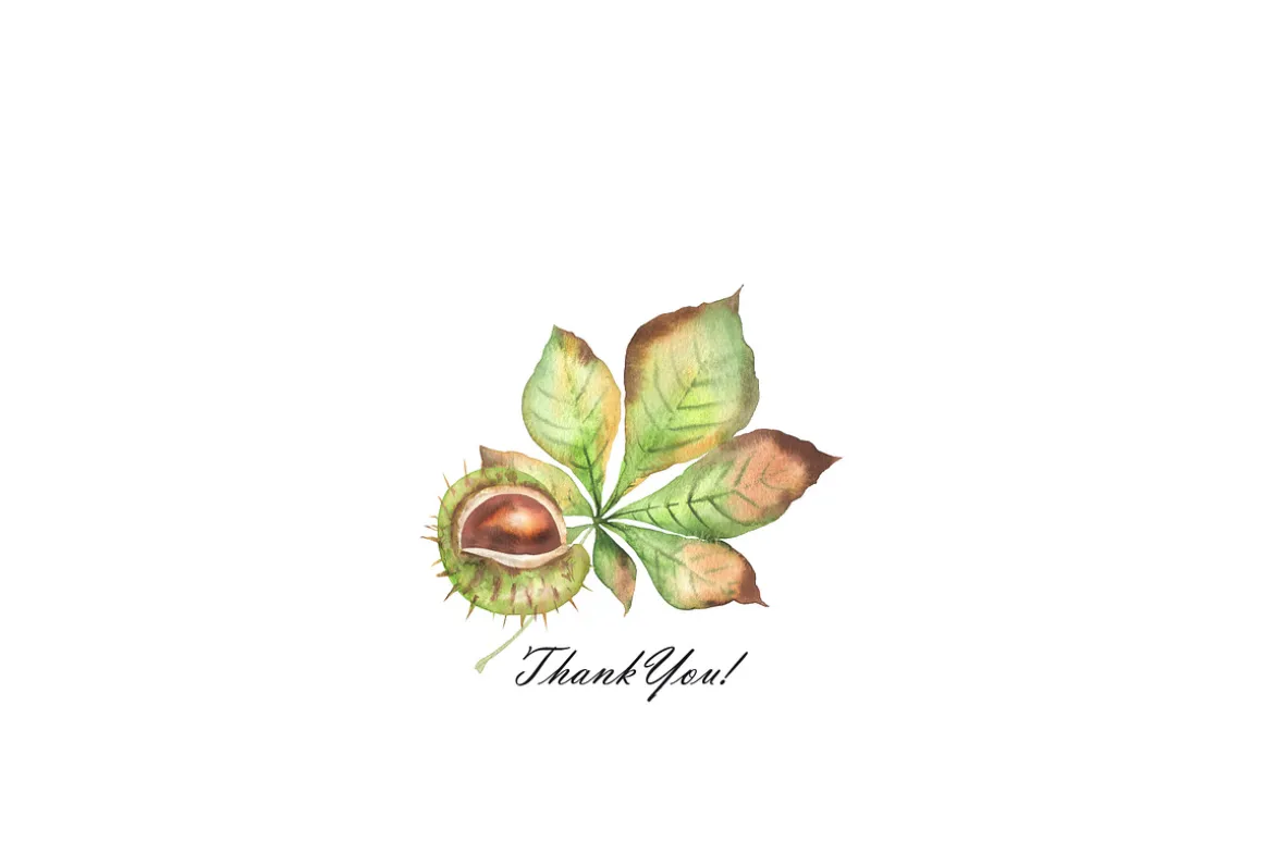 Watercolor autumn chestnuts clipart