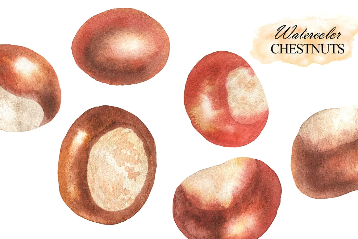 Watercolor autumn chestnuts clipart