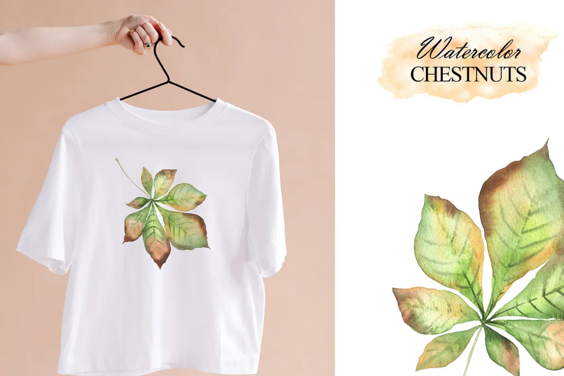 Watercolor autumn chestnuts clipart