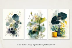 Watercolor Botanical Flower Wall Art