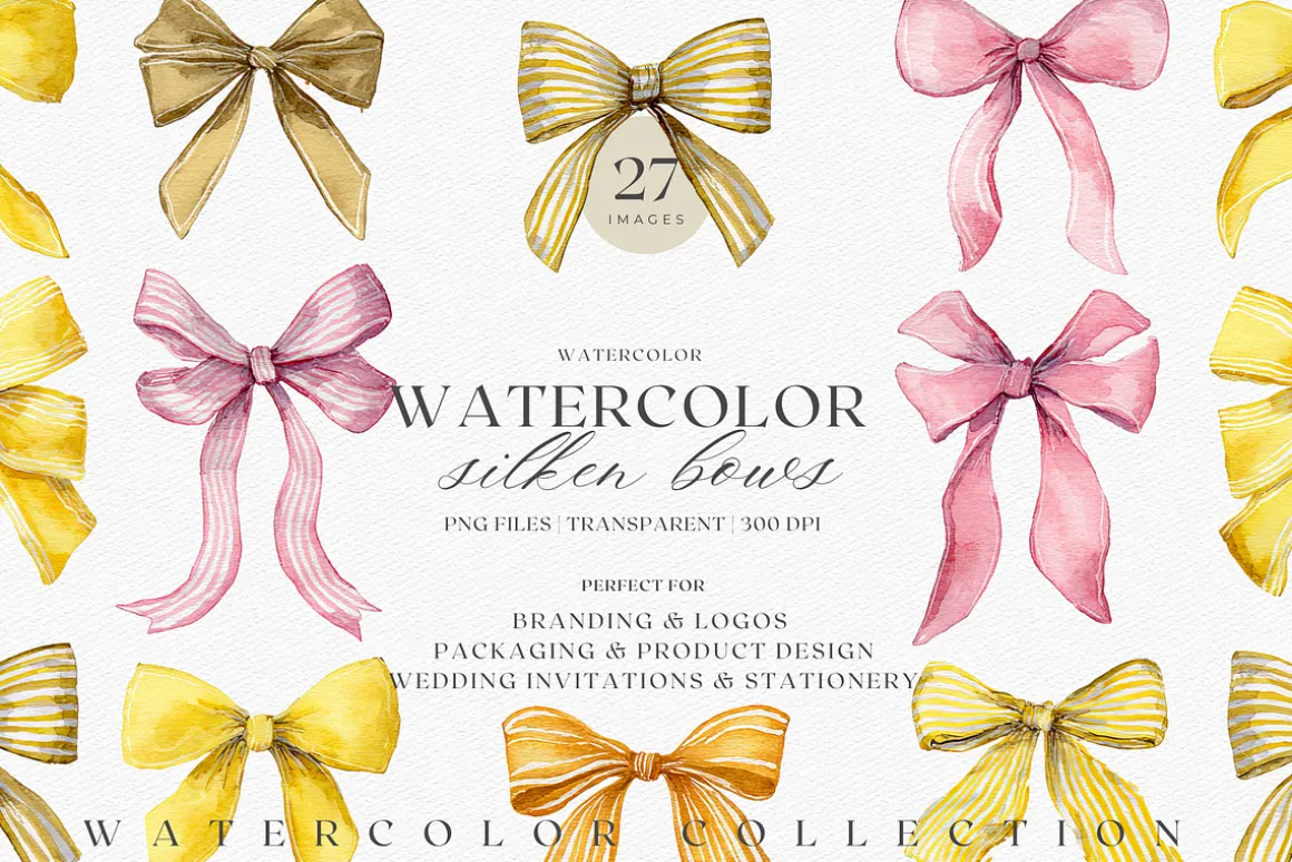 Watercolor Bow Clipart