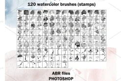 120 Watercolor brushes for photoshop