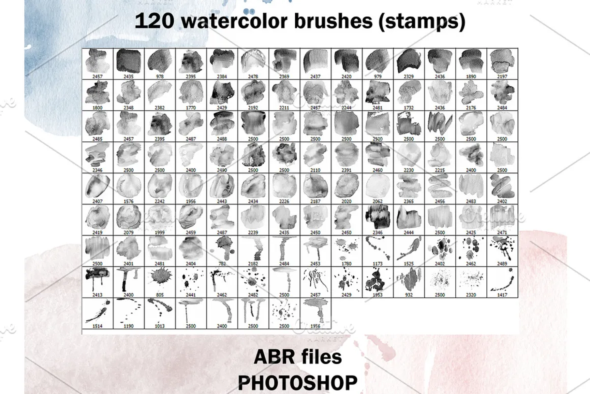 120 Watercolor brushes for photoshop