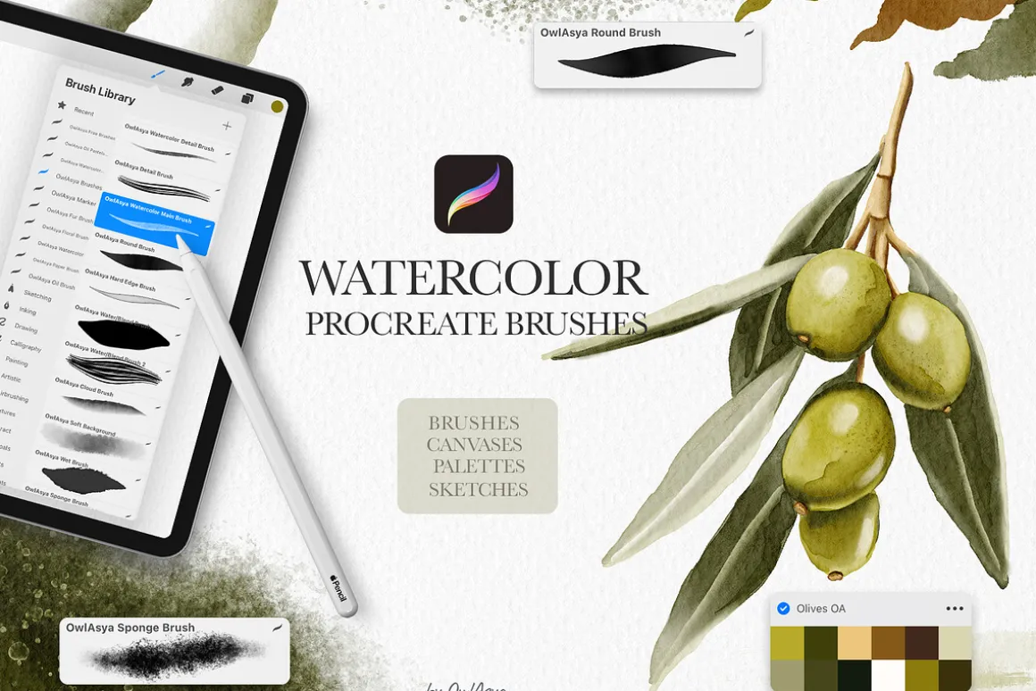 Watercolor Brushes for Procreate