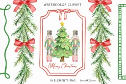 Watercolor Christmas Frames Clipart