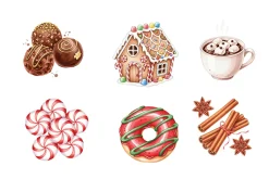 Watercolor Christmas Treats Clipart