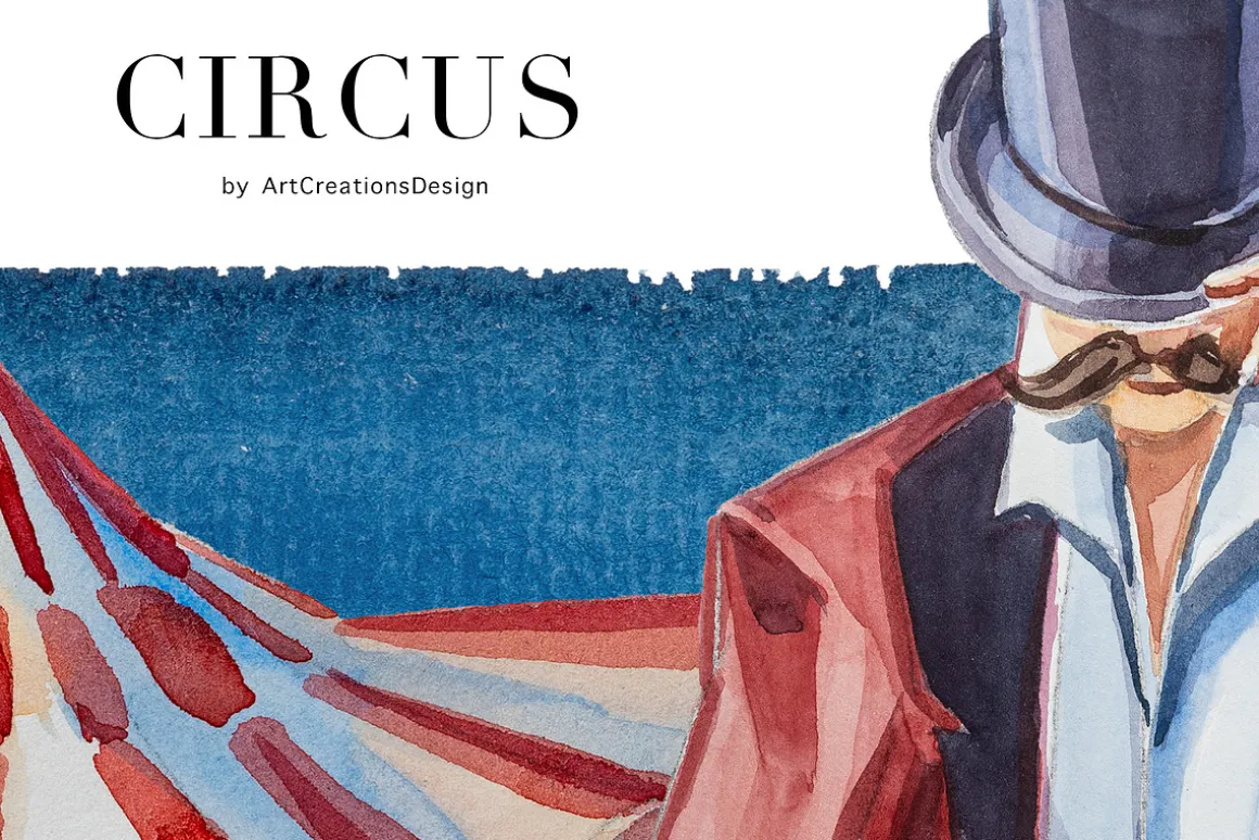 Watercolor Circus Clipart Set