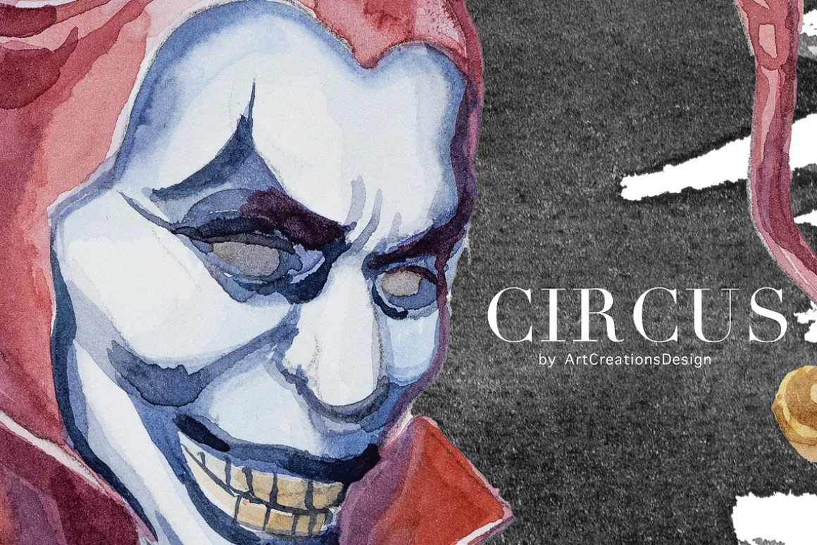 Watercolor Circus Clipart Set
