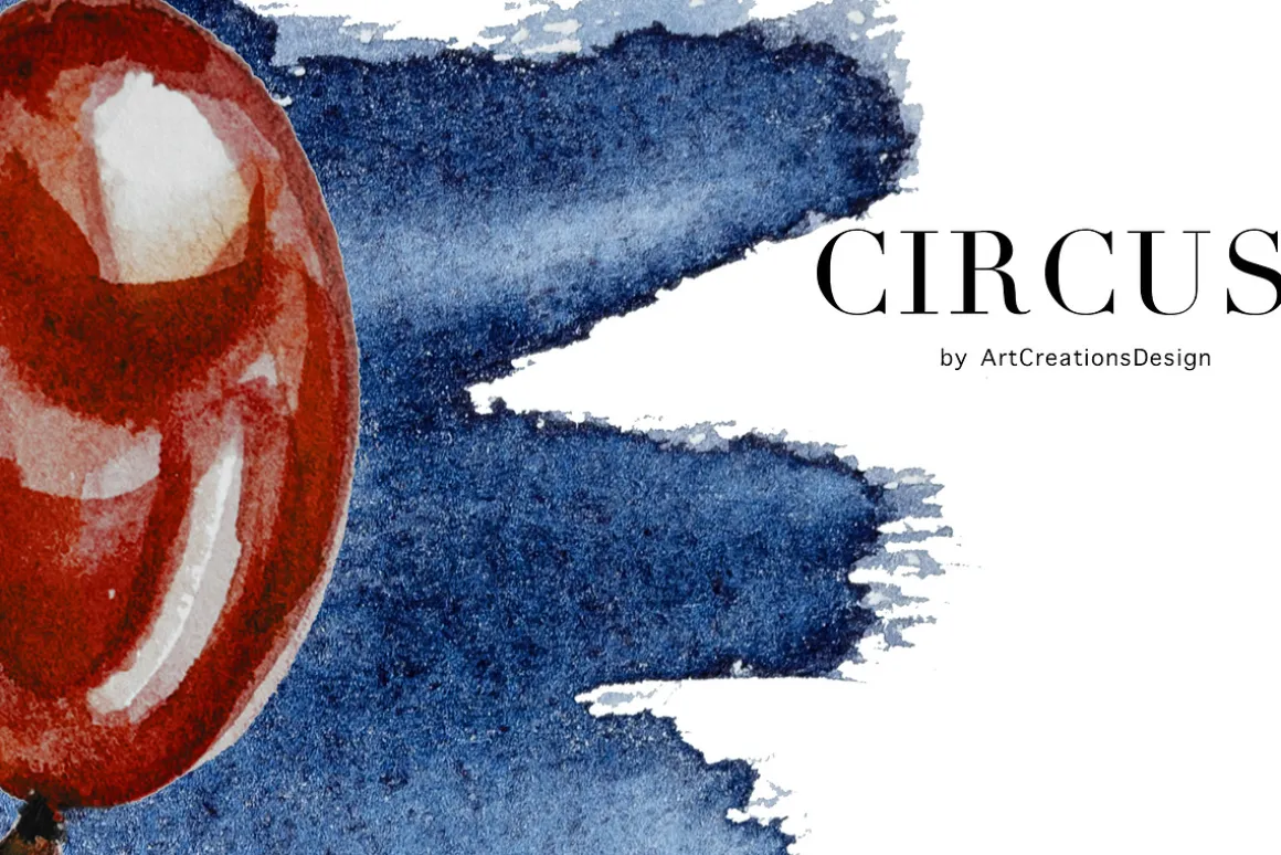 Watercolor Circus Clipart Set