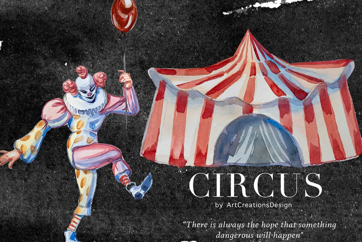 Watercolor Circus Clipart Set