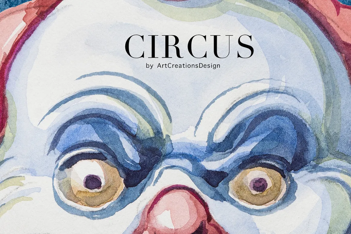 Watercolor Circus Clipart Set