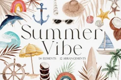 Watercolor Clipart - Summer VIBE
